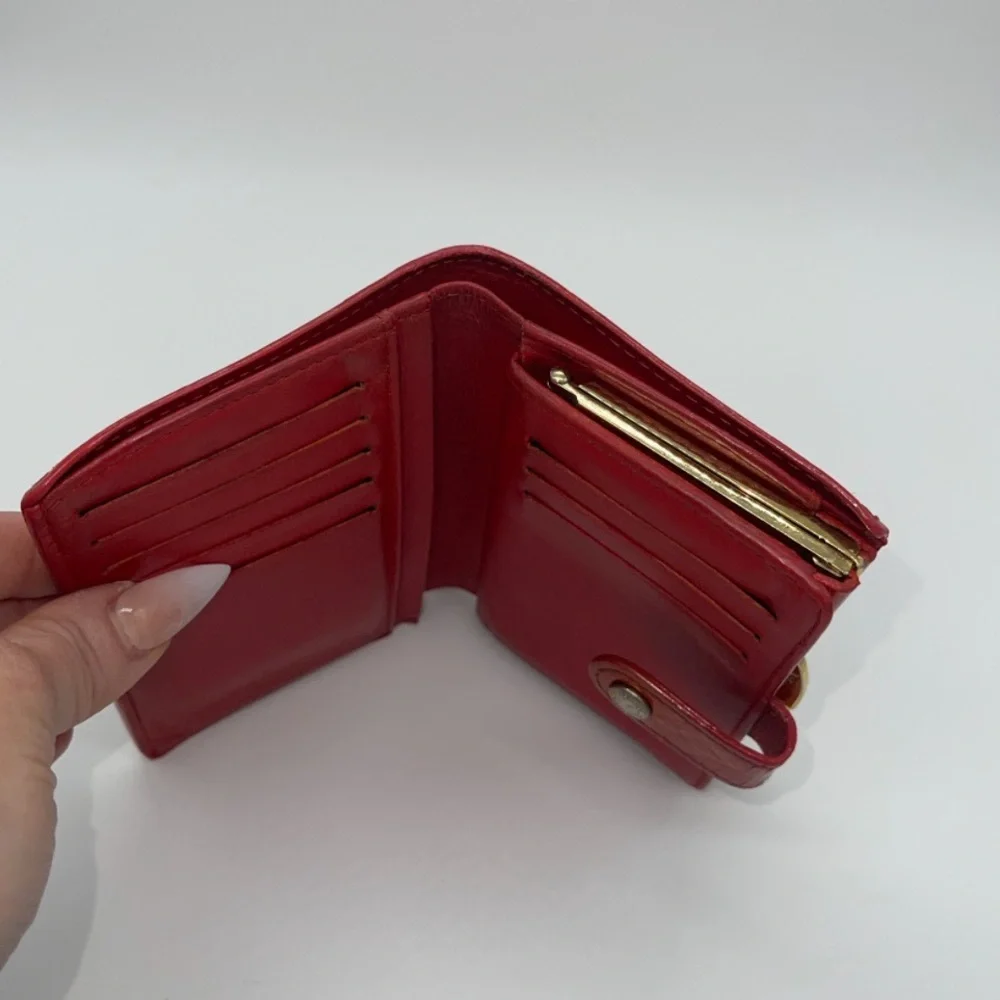 Louis Vuitton Monogram Red Vernis French Kisslock Bifold Wallet Snap Leather